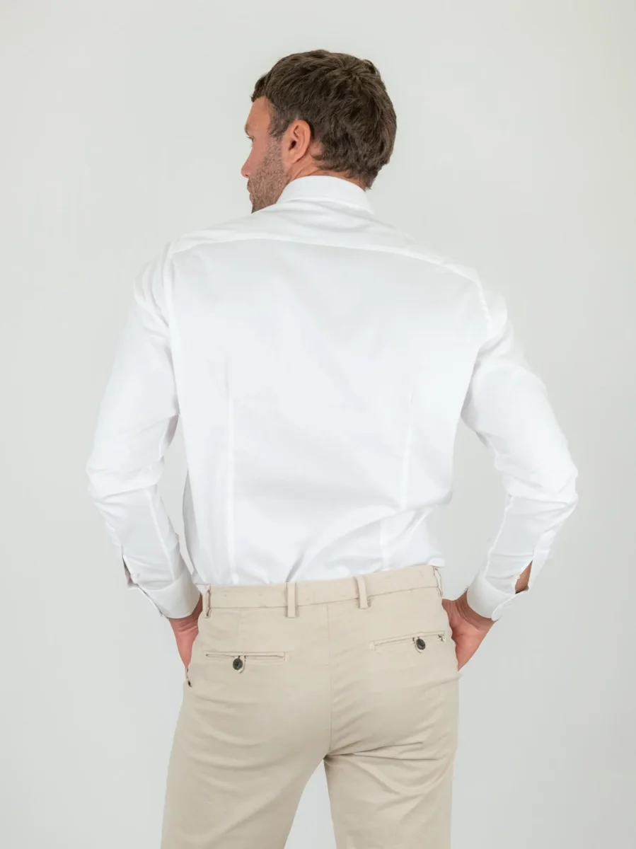 CAMICIA BIANCA IN COTONE CON FANTASIA SPIGATA - immagine 4