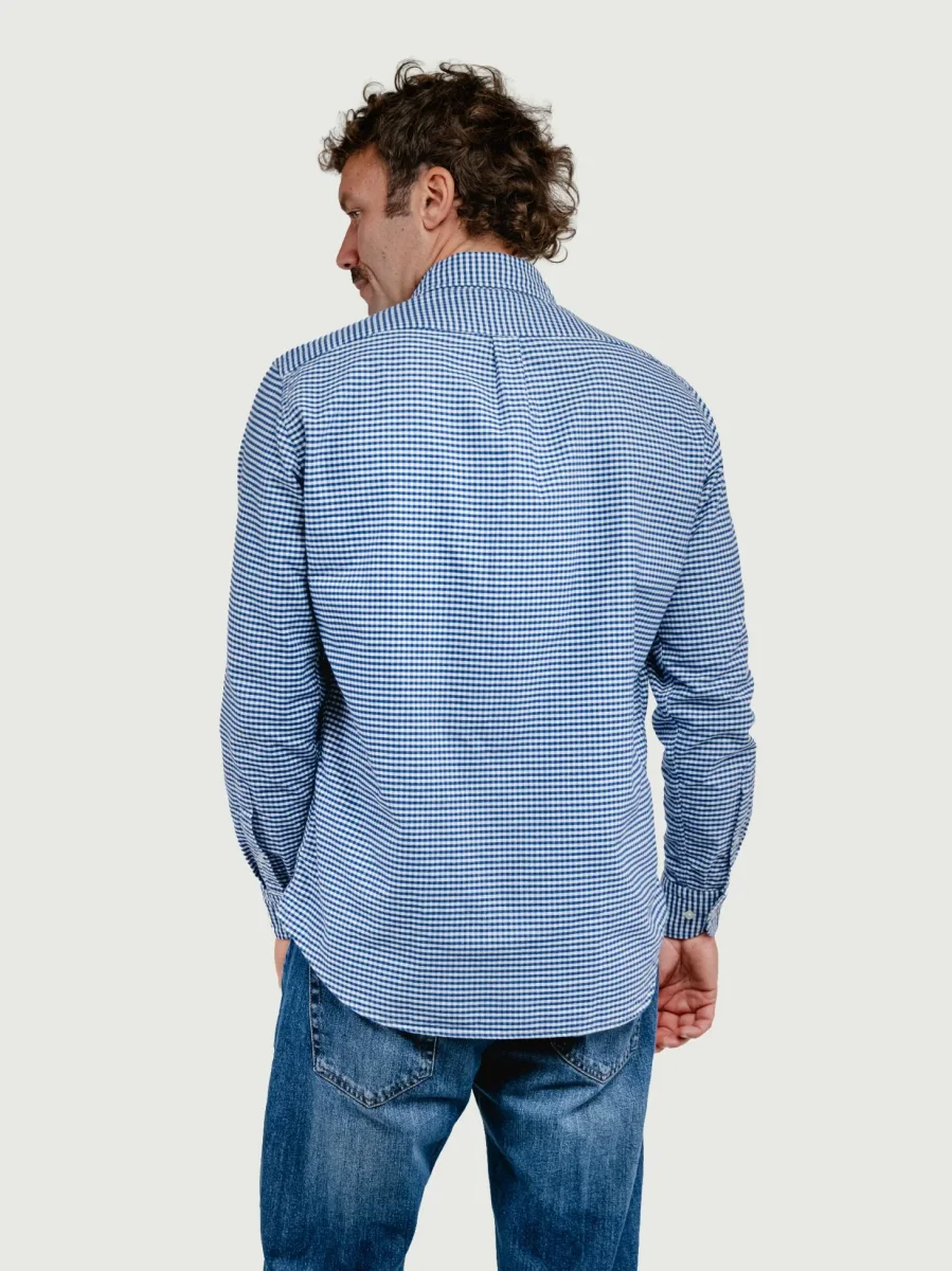 CAMICIA BRADFORD IN FLANELLA DI COTONE CON FANTASIA A QUADRETTI BLU - immagine 4