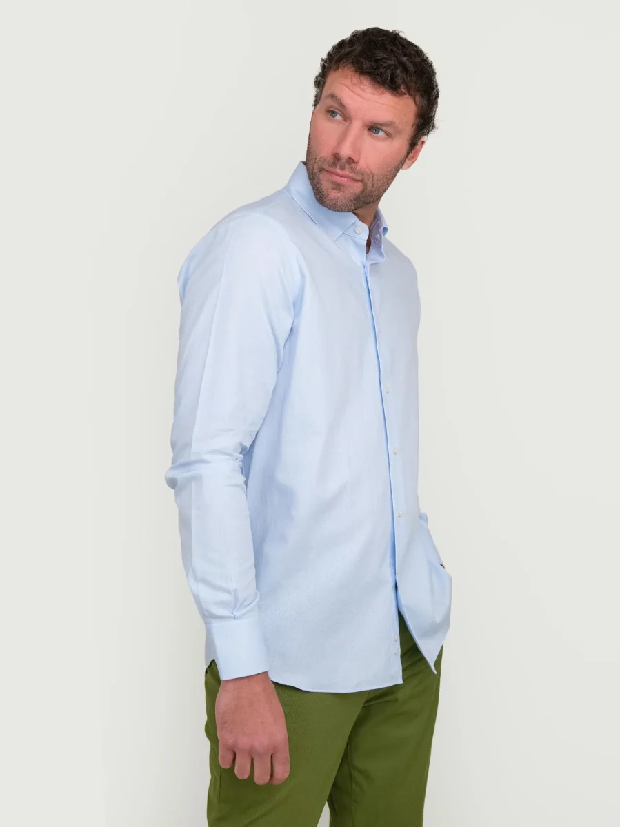 CAMICIA BUTTON DOWN REGULAR IN COTONE CELESTE - immagine 3
