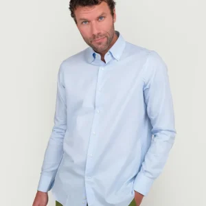 CAMICIA BUTTON DOWN REGULAR IN COTONE CELESTE