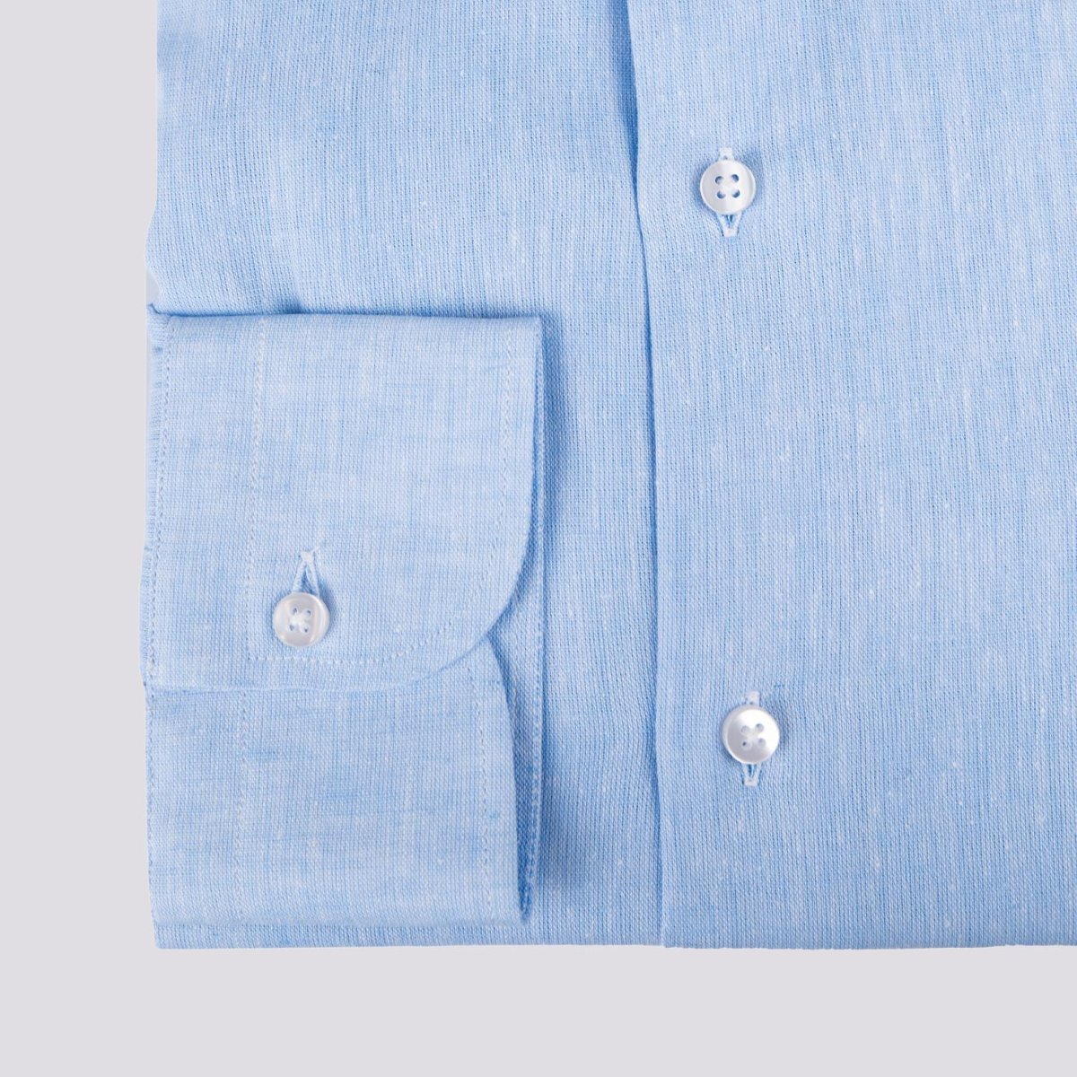 CAMICIA CLASSICA IN LINO AZZURRO TINTO FILO - immagine 4