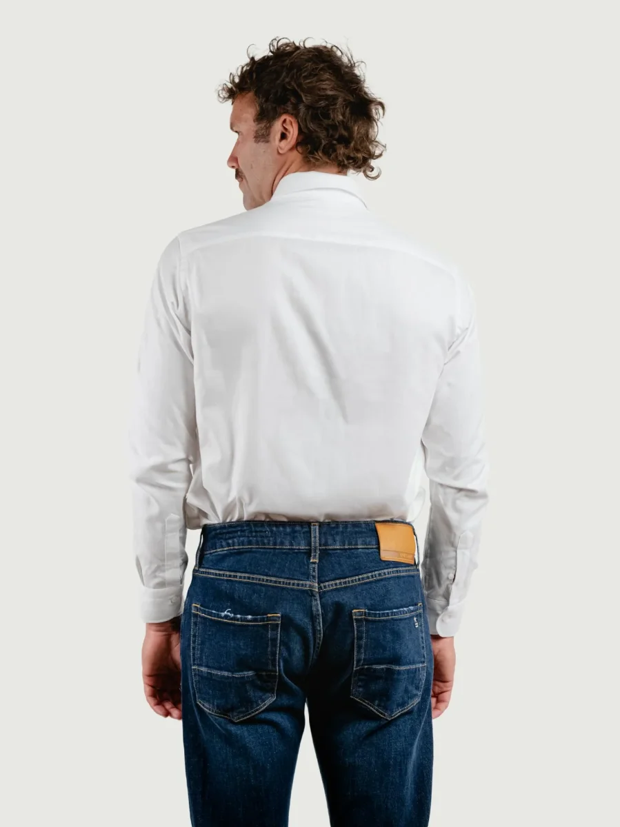 CAMICIA CON TRAMA A NIDO D'APE BIANCA - immagine 4