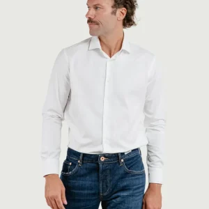 CAMICIA CON TRAMA A NIDO D'APE BIANCA