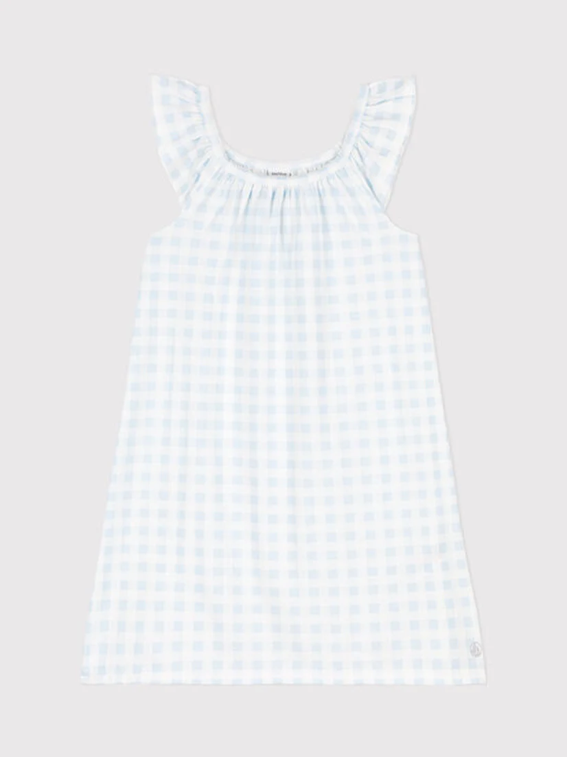 CAMICIA DA NOTTE STAMPA A QUADRETTI IN COTONE SOTTILE