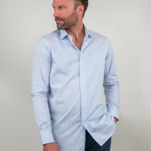 CAMICIA FANTASIA MICROQUADRETTO CELESTE