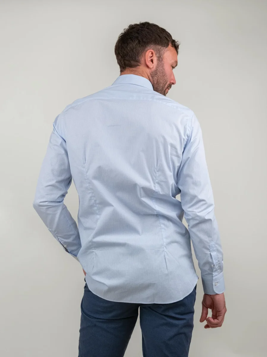 CAMICIA FANTASIA MICROQUADRETTO CELESTE - immagine 4