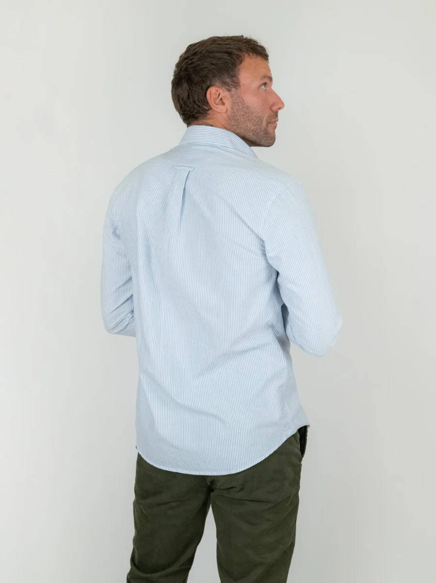 CAMICIA IN COTONE OXFORD RIGHINE AZZURRE - immagine 4