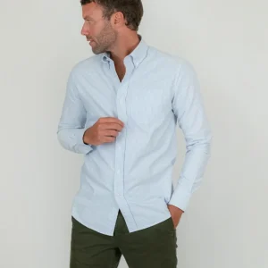 CAMICIA IN COTONE OXFORD RIGHINE AZZURRE