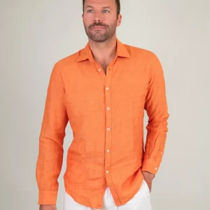 CAMICIA IN LINO ARANCIONE