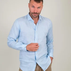 CAMICIA IN LINO AZZURRO CHIARO