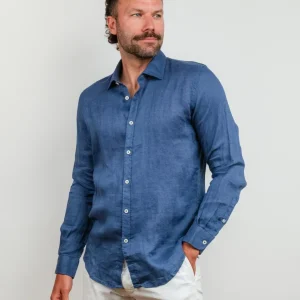 CAMICIA IN LINO BLU JEANS