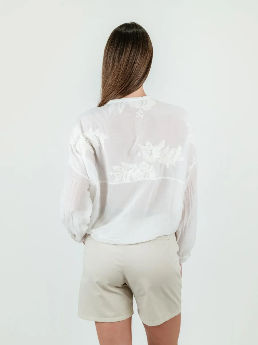 CAMICIA IN MISTO SETA COLOR PANNA - immagine 5