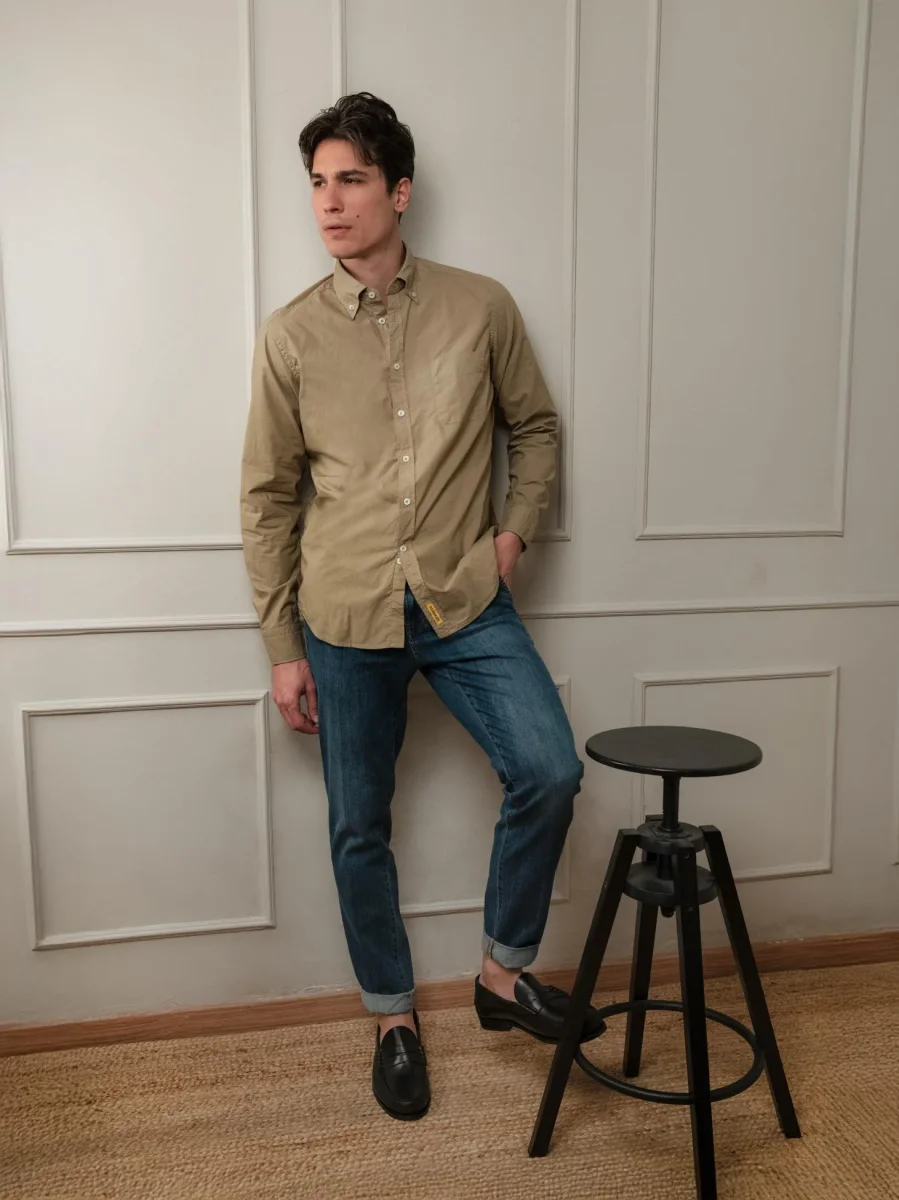 CAMICIA IN MUSSOLA DI COTONE BOTTON DOWN KAKY