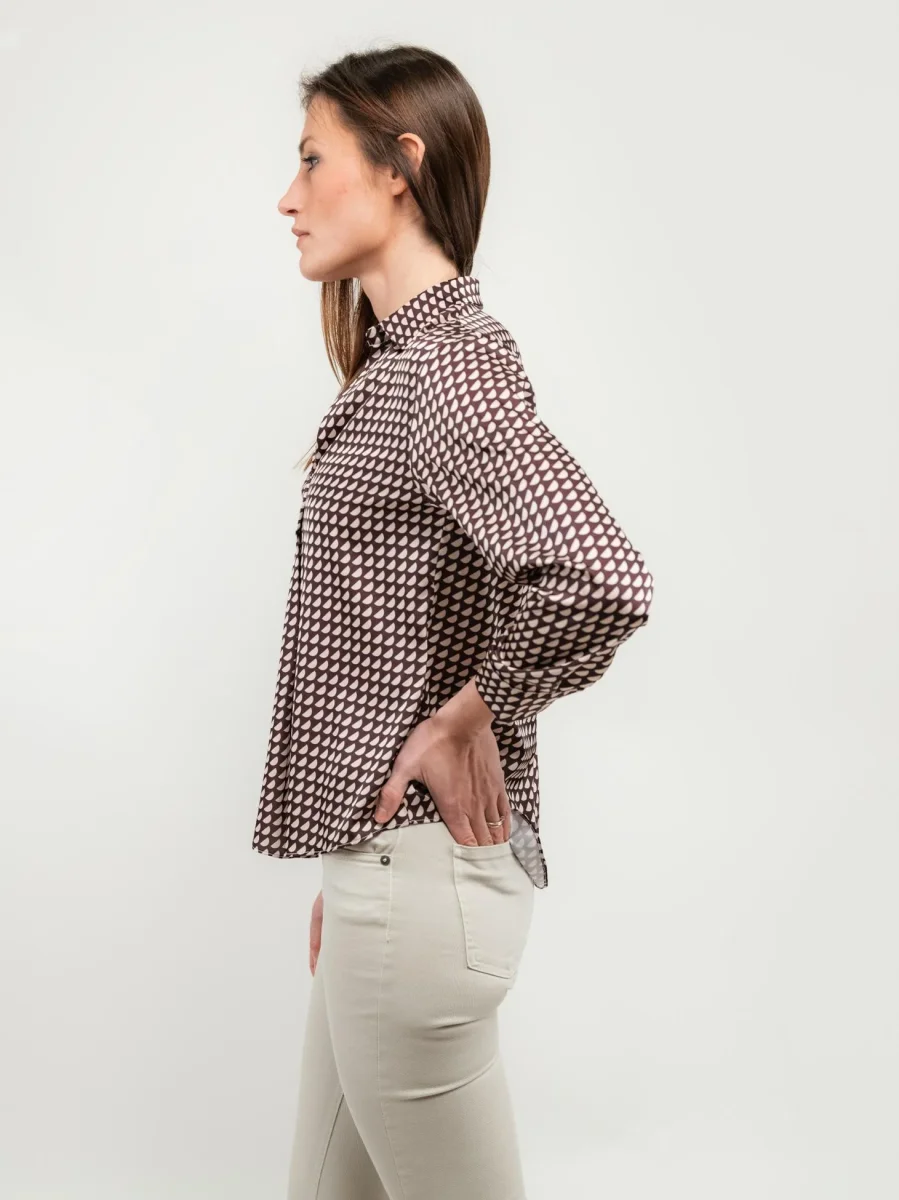 CAMICIA IN RASO CON FANTASIA MULTICOLOR BORDEAUX - immagine 4