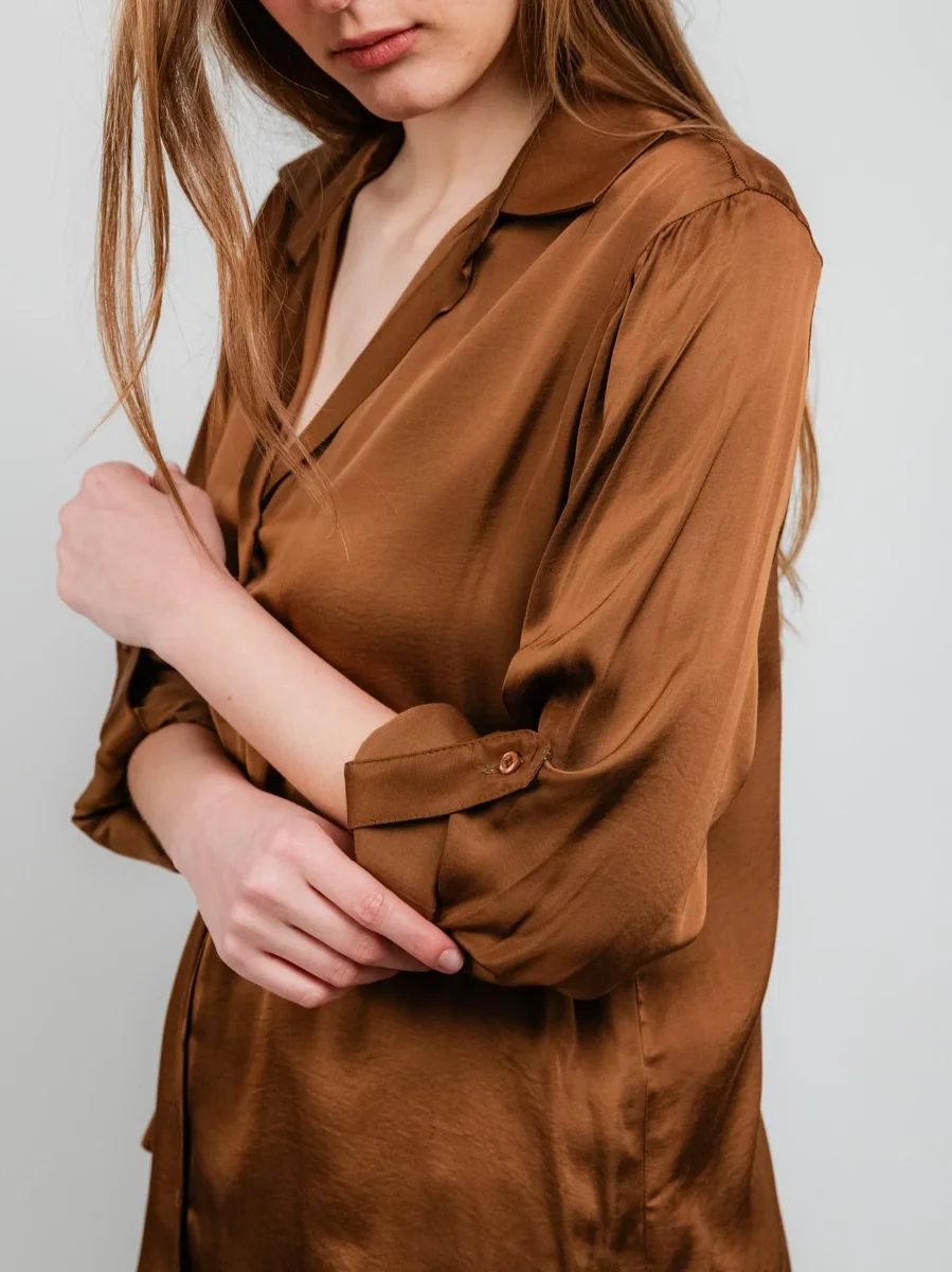 CAMICIA IN RASO TABACCO - immagine 5