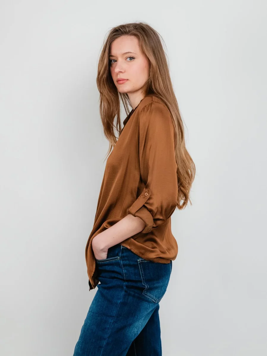 CAMICIA IN RASO TABACCO - immagine 3