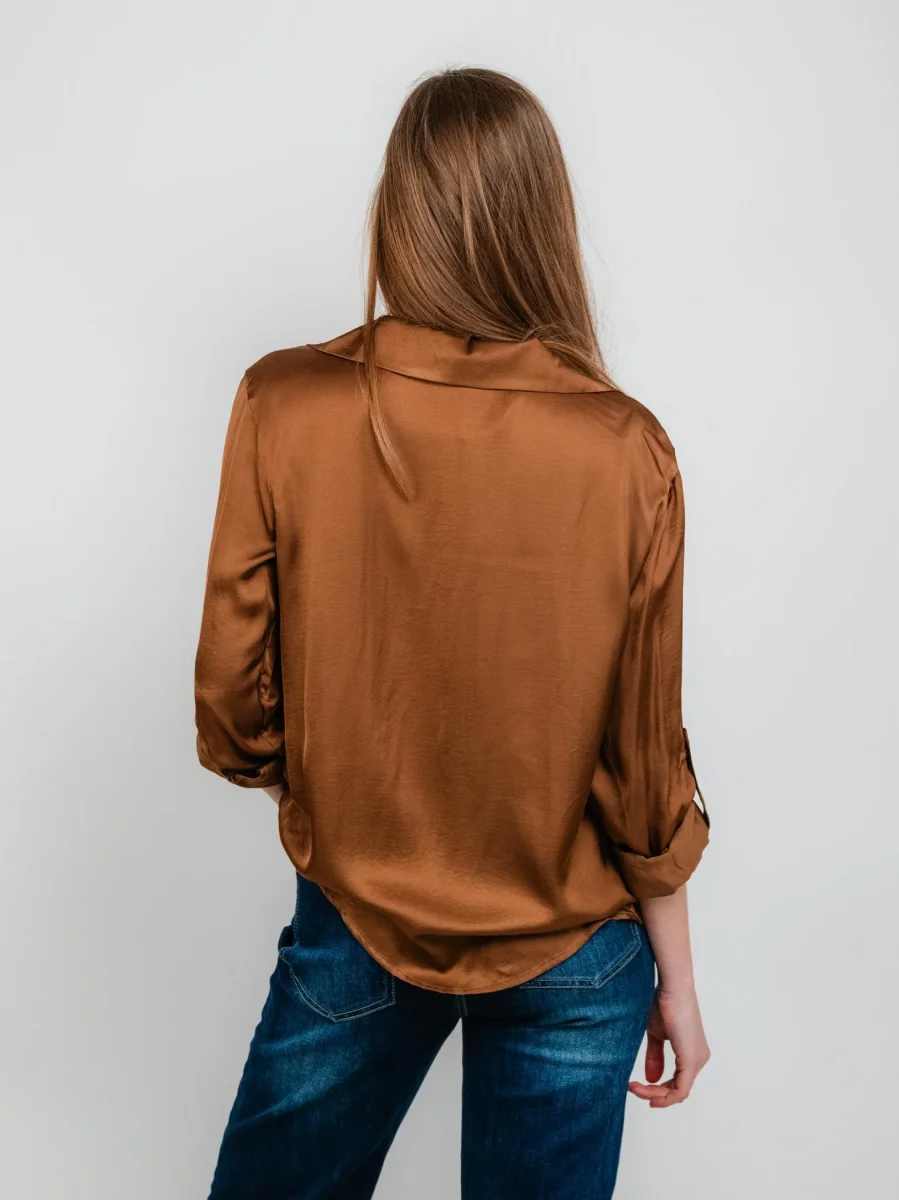 CAMICIA IN RASO TABACCO - immagine 4