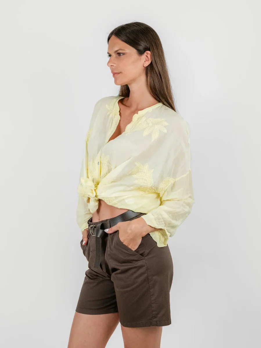 CAMICIA IN  SETA E COTONE  GIALLA - immagine 4