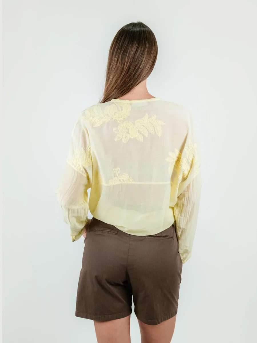 CAMICIA IN  SETA E COTONE  GIALLA - immagine 5