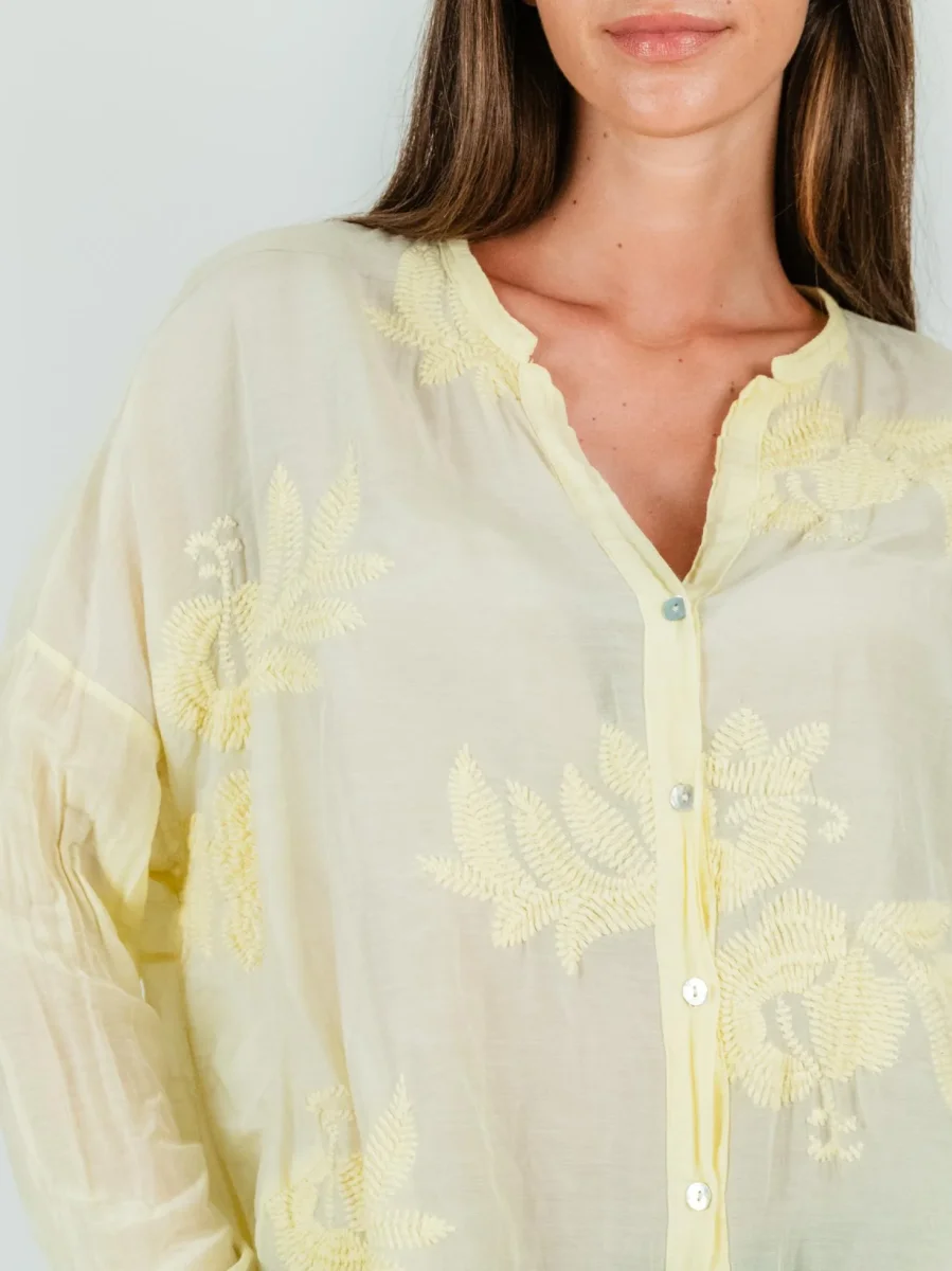CAMICIA IN  SETA E COTONE  GIALLA - immagine 6