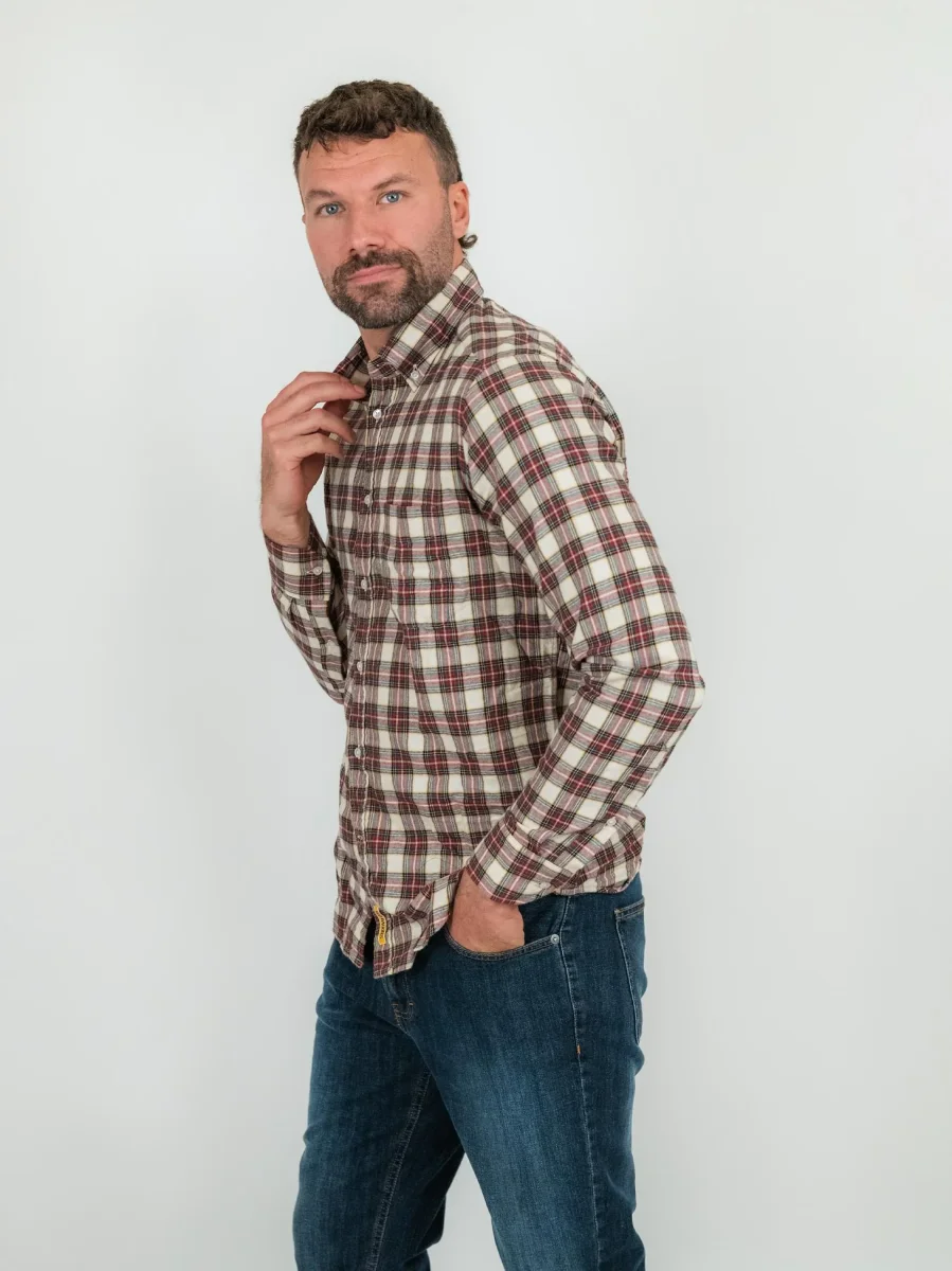 CAMICIA IN TARTAN BIANCO ROSSO - immagine 3