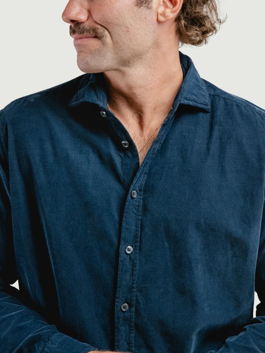 CAMICIA IN VELLUTO BLU - immagine 5