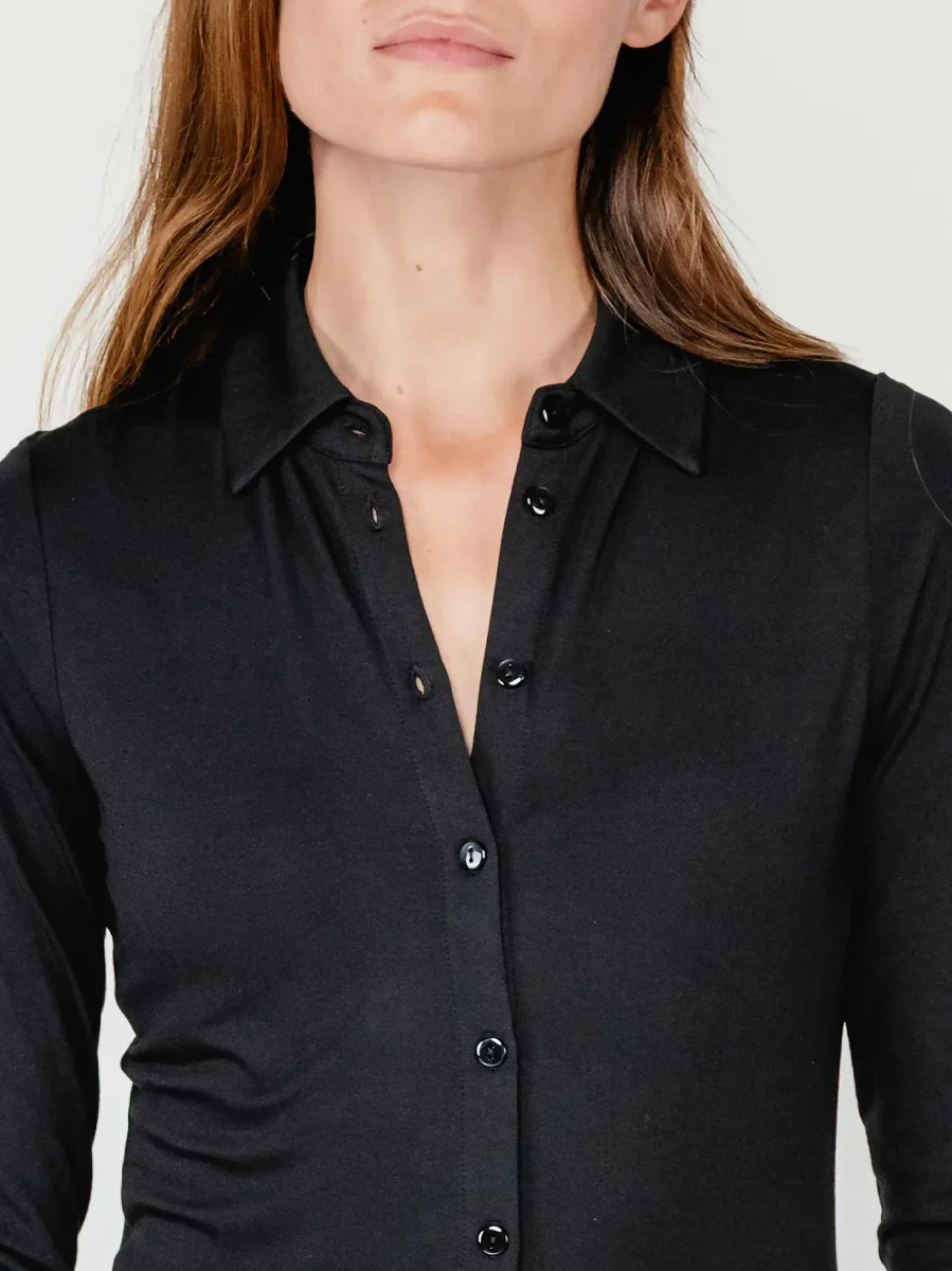 CAMICIA IN VISCOSA NERA - immagine 5