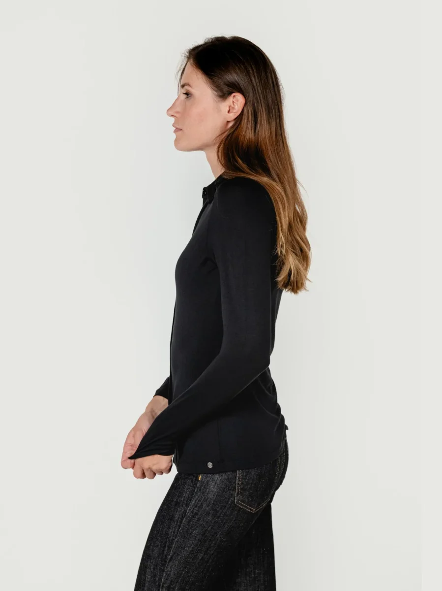 CAMICIA IN VISCOSA NERA - immagine 3