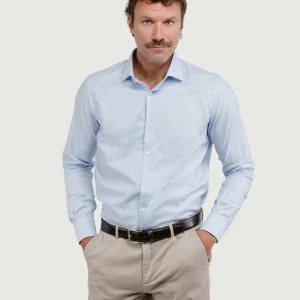 CAMICIA MICROQUADRETTO CELESTE