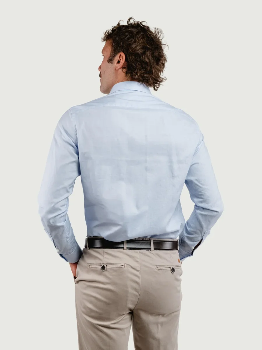 CAMICIA MICROQUADRETTO CELESTE - immagine 4