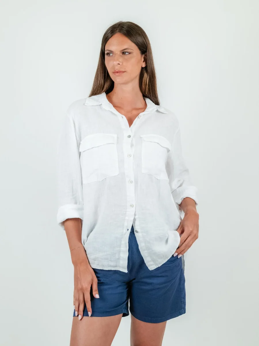 CAMICIA OVERSIZE IN LINO BIANCA
