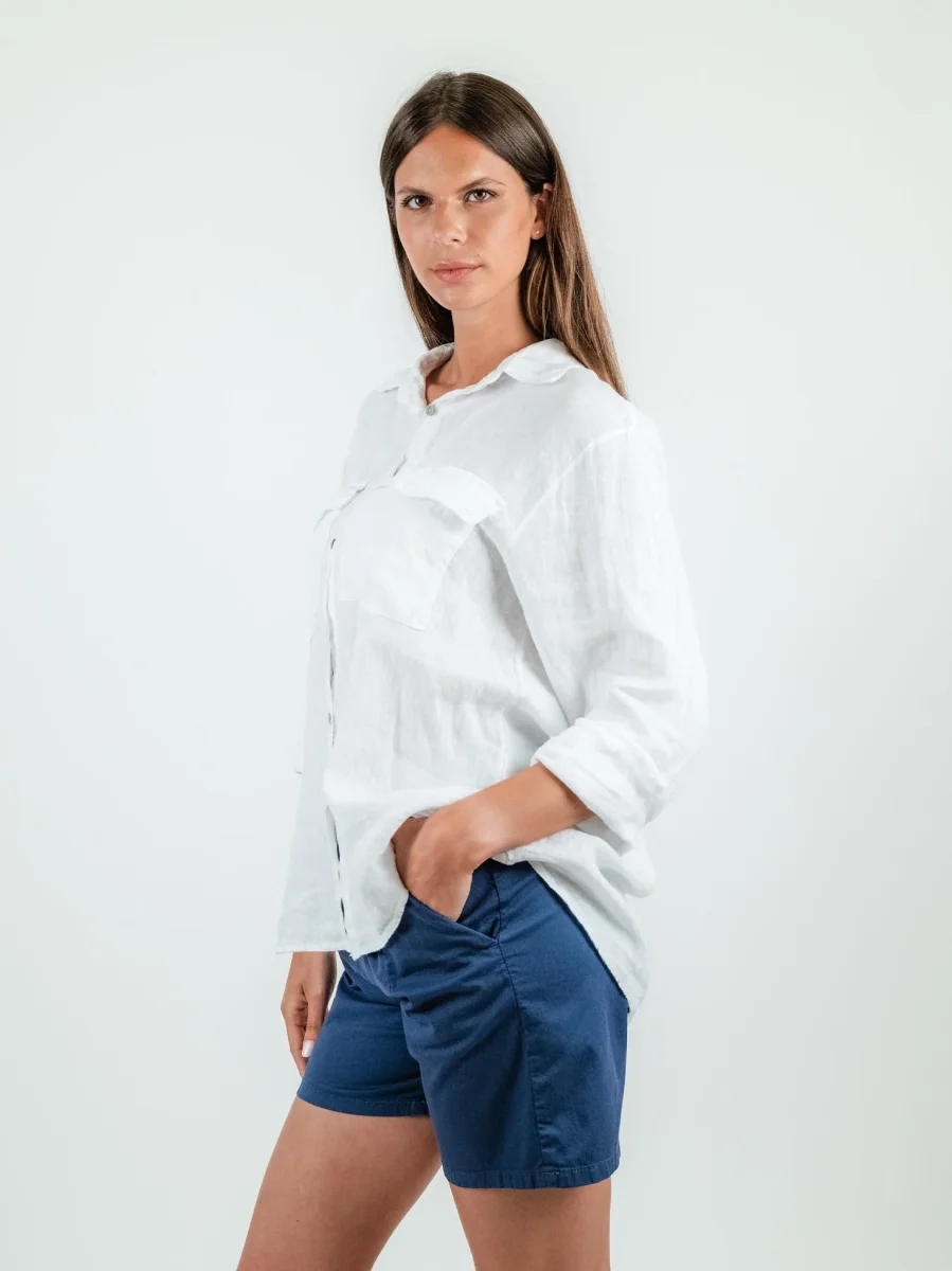 CAMICIA OVERSIZE IN LINO BIANCA - immagine 3