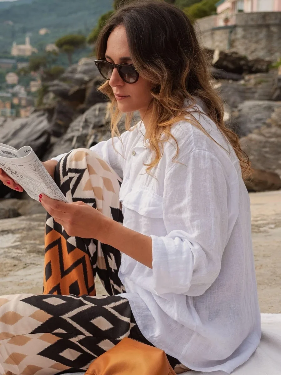 CAMICIA OVERSIZE IN LINO BIANCA - immagine 6