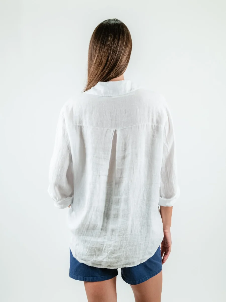 CAMICIA OVERSIZE IN LINO BIANCA - immagine 4