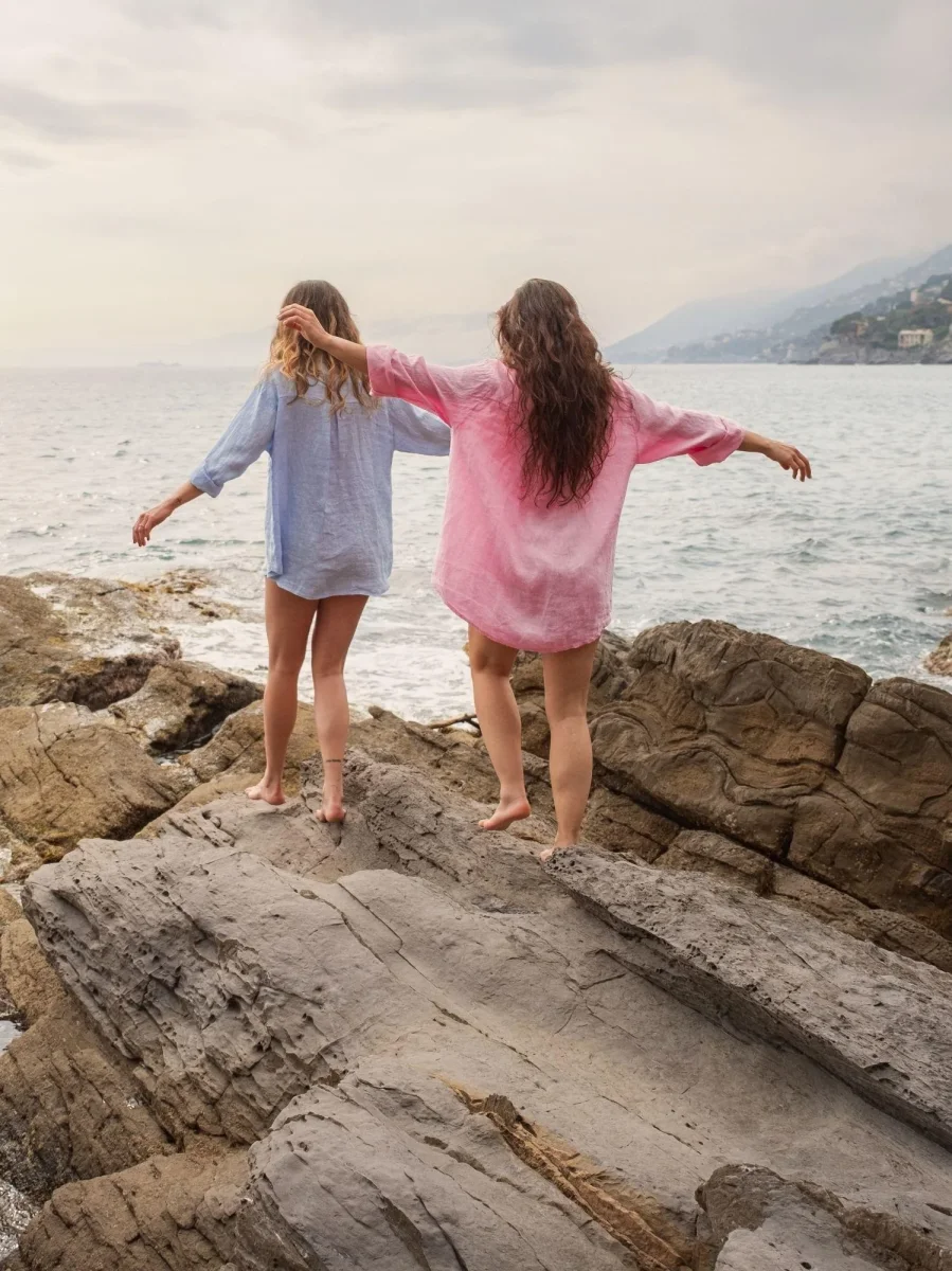 CAMICIA OVERSIZE IN LINO ROSA - immagine 6