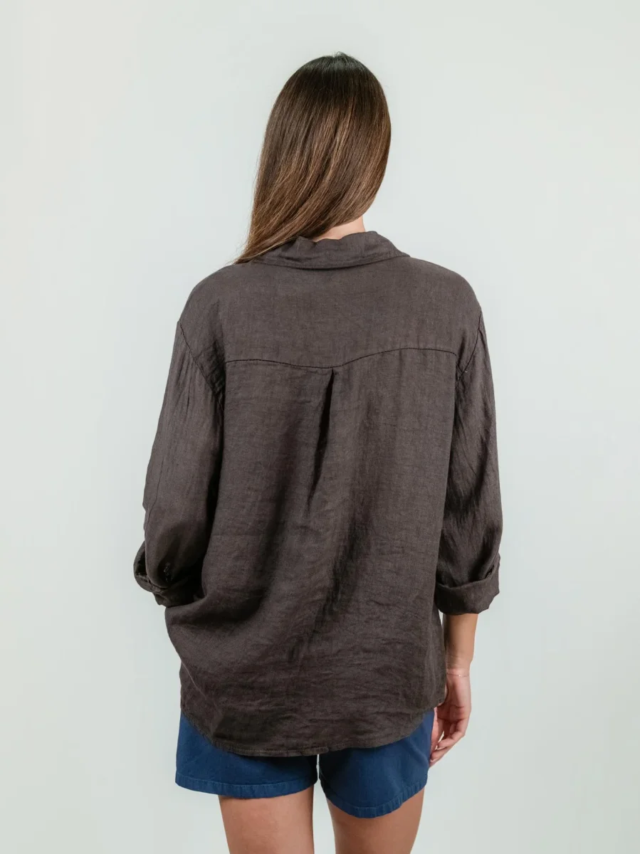 CAMICIA OVERSIZE IN LINO TESTA MORO - immagine 4