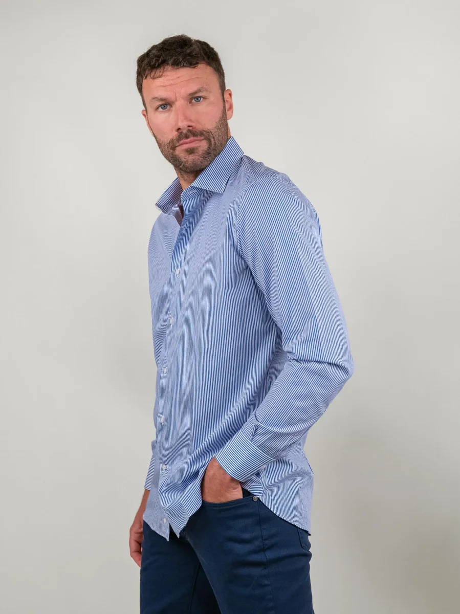 CAMICIA REGULAR A RIGHE BLUETTE - immagine 3