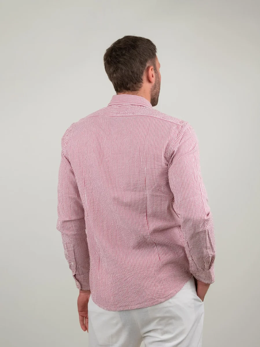 CAMICIA SEERSUCKER A RIGHE ROSA - immagine 4