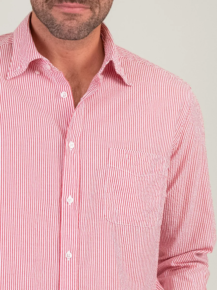 CAMICIA SEERSUCKER CON RIGHE BIANCHE E ROSSE - immagine 6