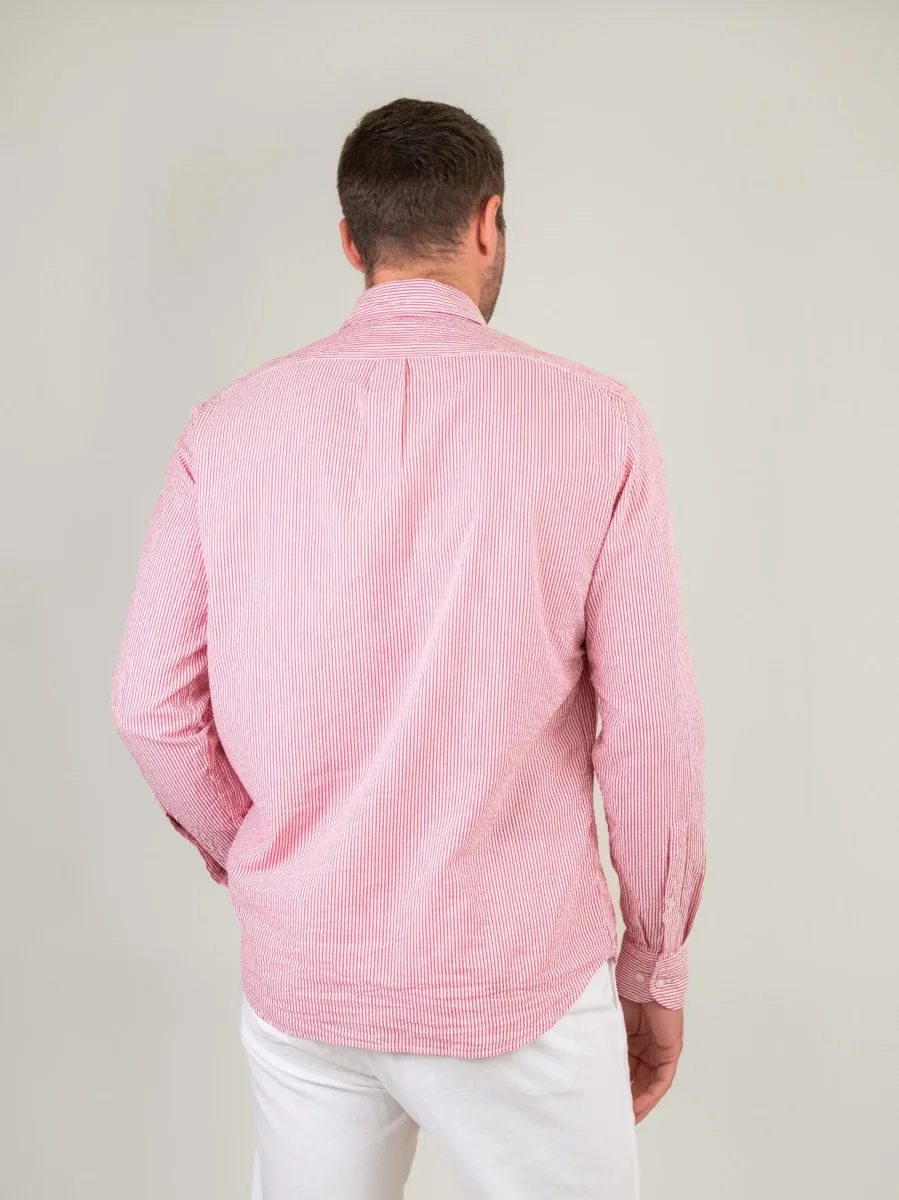 CAMICIA SEERSUCKER CON RIGHE BIANCHE E ROSSE - immagine 4