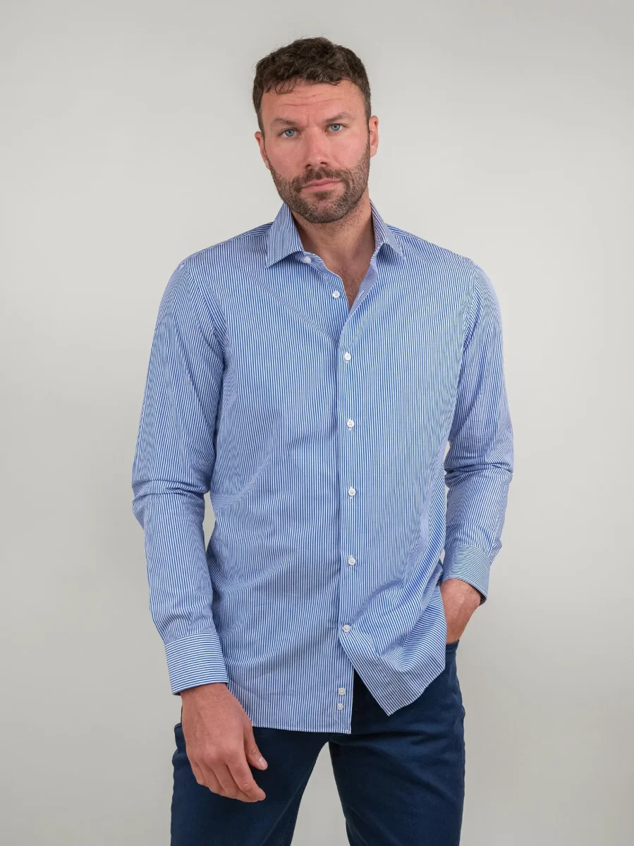 CAMICIA SLIM FIT A RIGHE BLUETTE