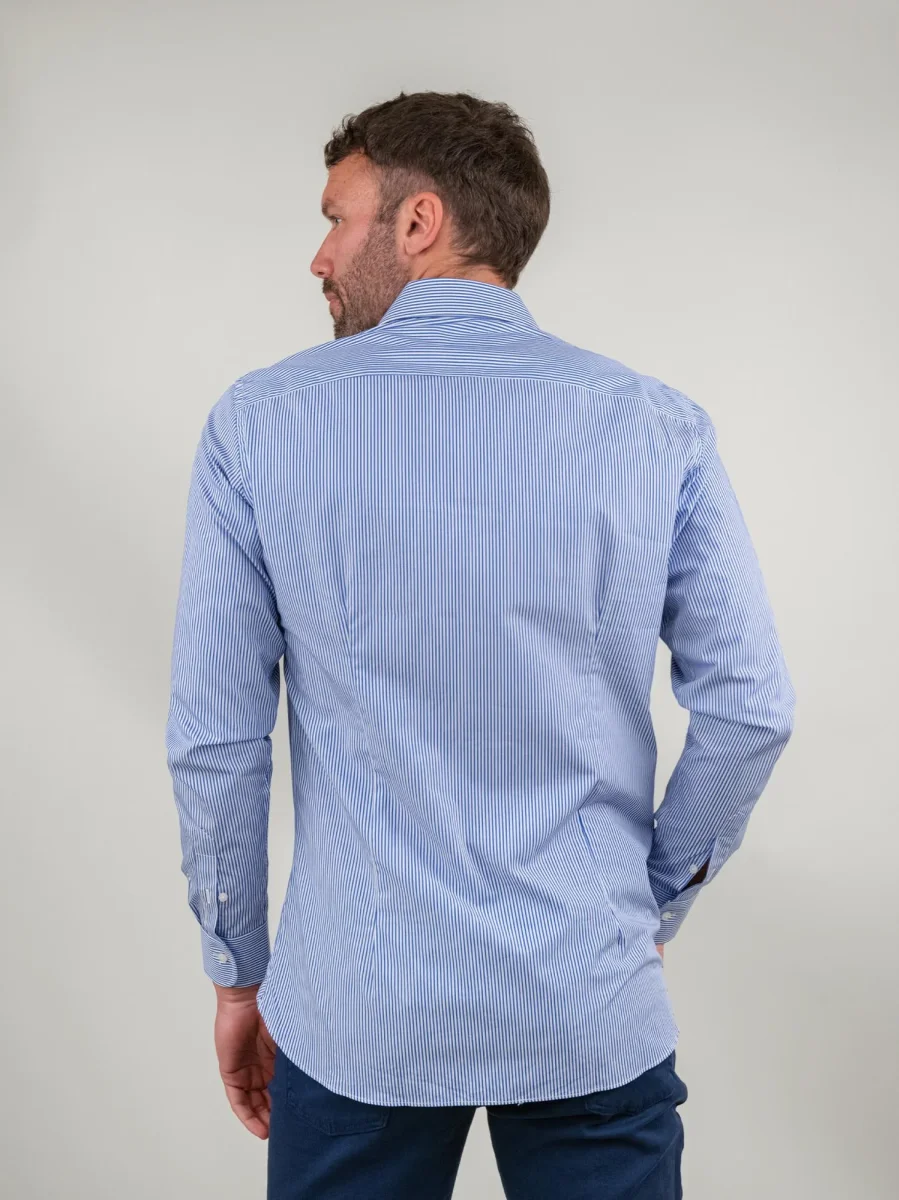 CAMICIA SLIM FIT A RIGHE BLUETTE - immagine 4