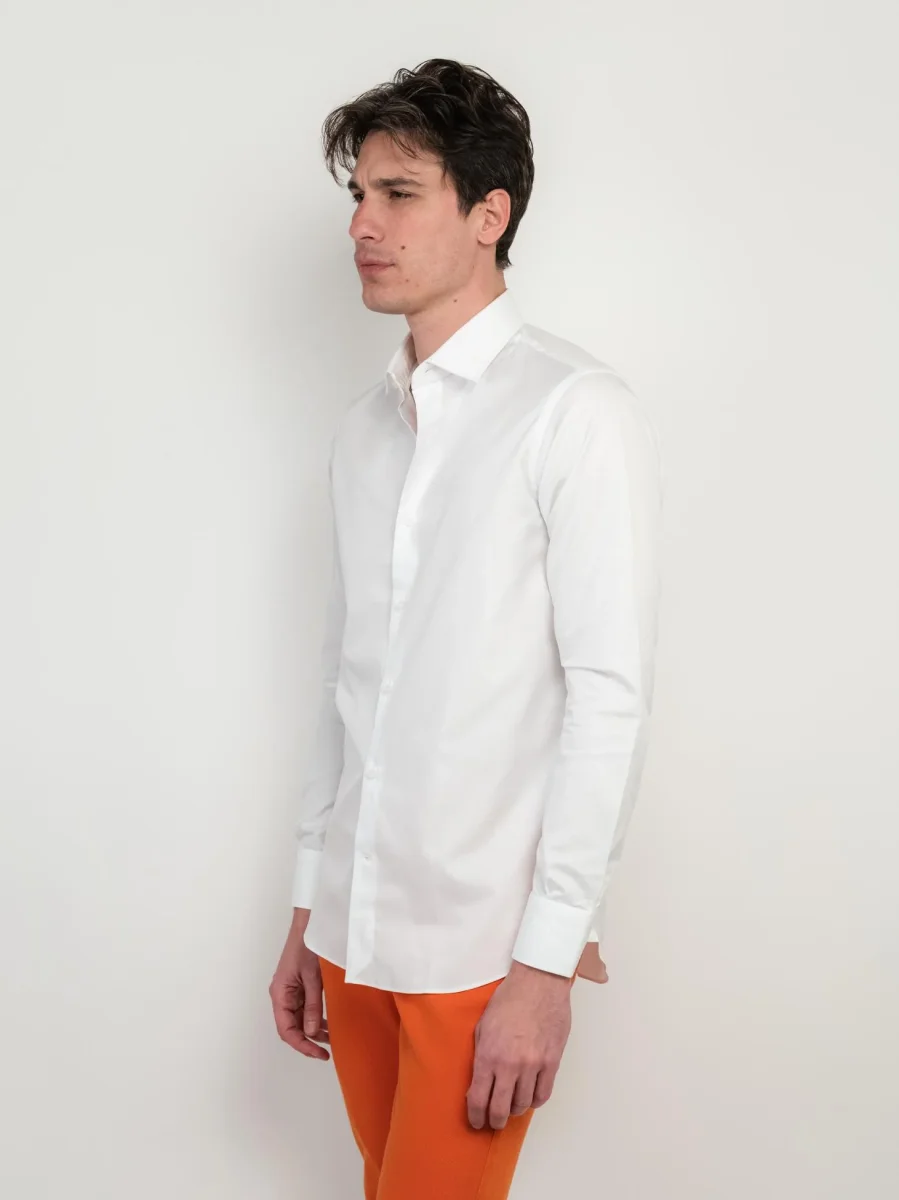CAMICIA SLIM FIT IN COTONE BIANCA - immagine 3