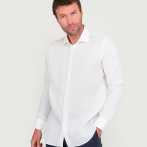 CAMICIA SLIM FIT IN LINO BIANCA
