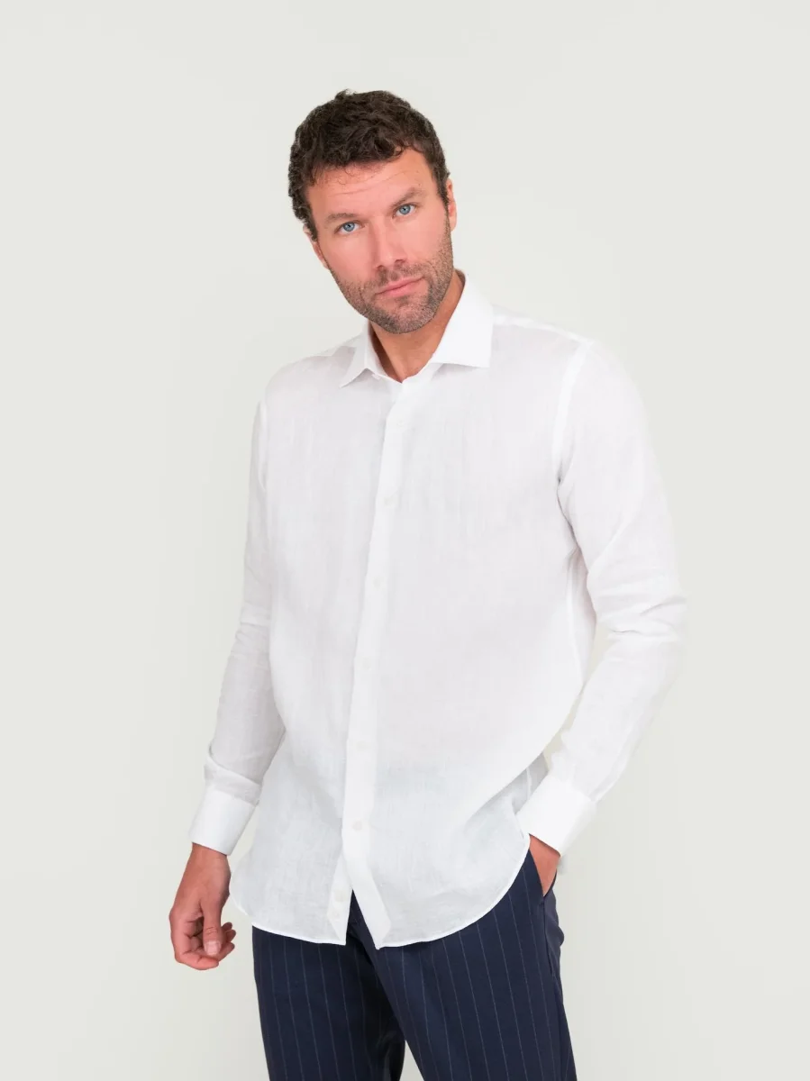 CAMICIA SLIM FIT IN LINO BIANCA