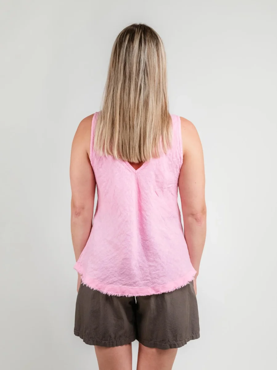 CANOTTA IN LINO CON FONDO SFRANGIATO ROSA - immagine 4