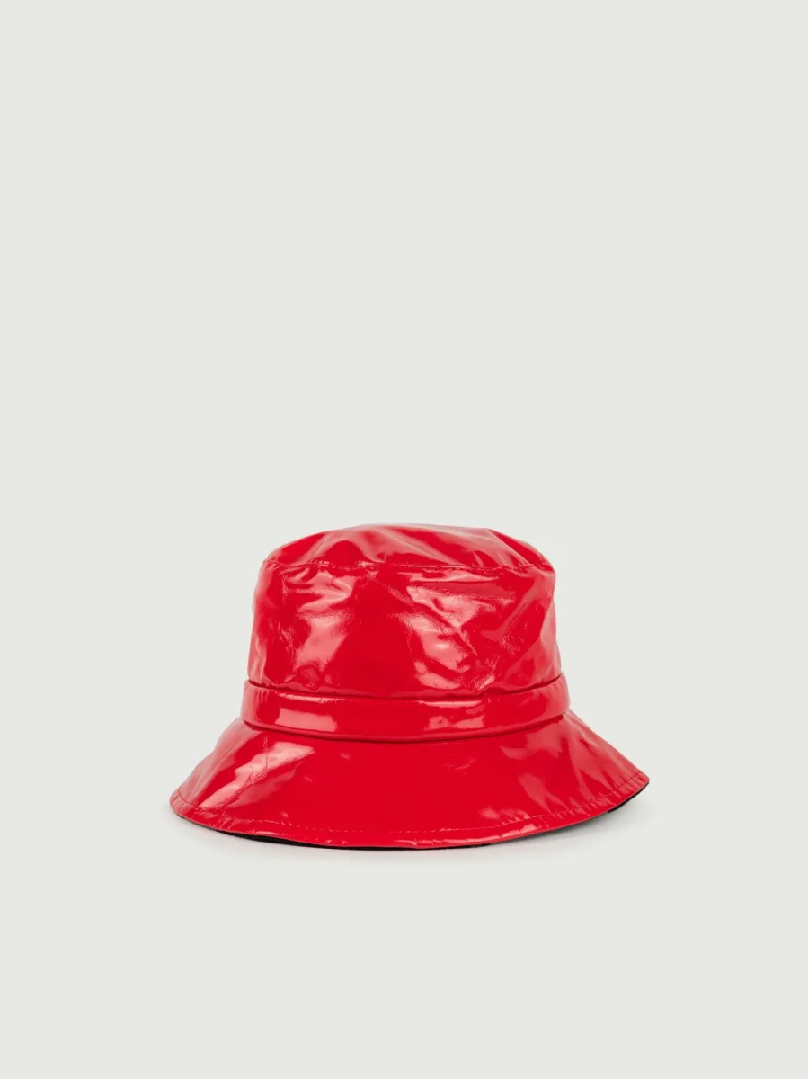 CAPPELLO BUKET DA PIOGGIA IN VERNICE ROSSO