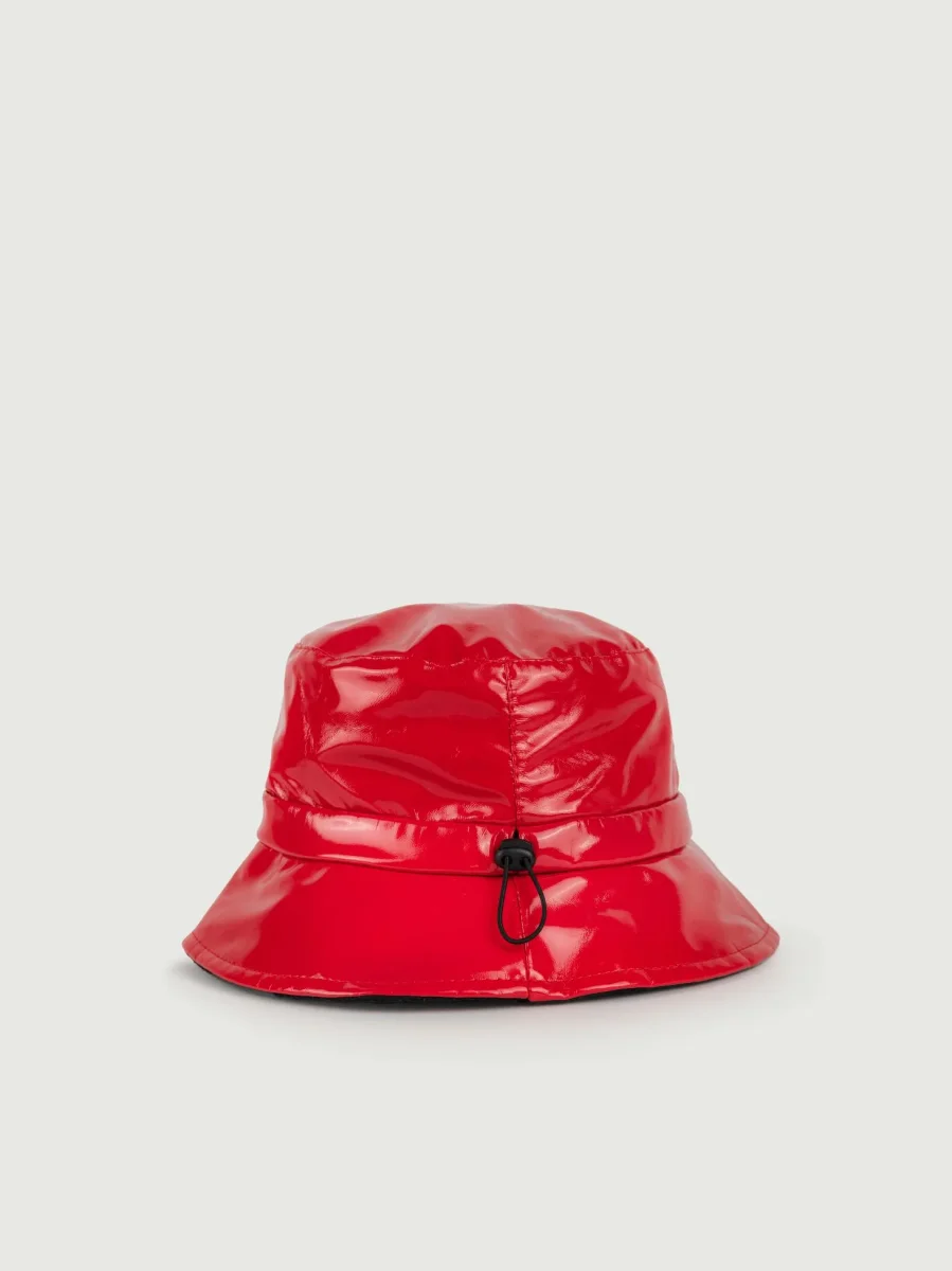 CAPPELLO BUKET DA PIOGGIA IN VERNICE ROSSO - immagine 3