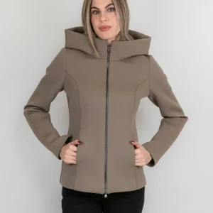 CAPPOTTINO TECNICO CORTO TORTORA CON CAPPUCCIO
