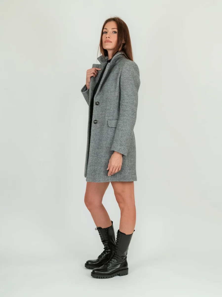 CAPPOTTO CORTO MONOPETTO GRIGIO SPIGATO - immagine 3